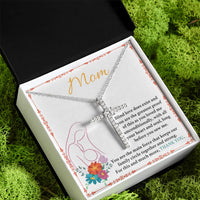 Cubic Zirconia Faith Cross Pendant, Cross Necklace for Mom, 14K White Gold Dipped Mom Jewelry, Sentimental Birthday Christmas Present
