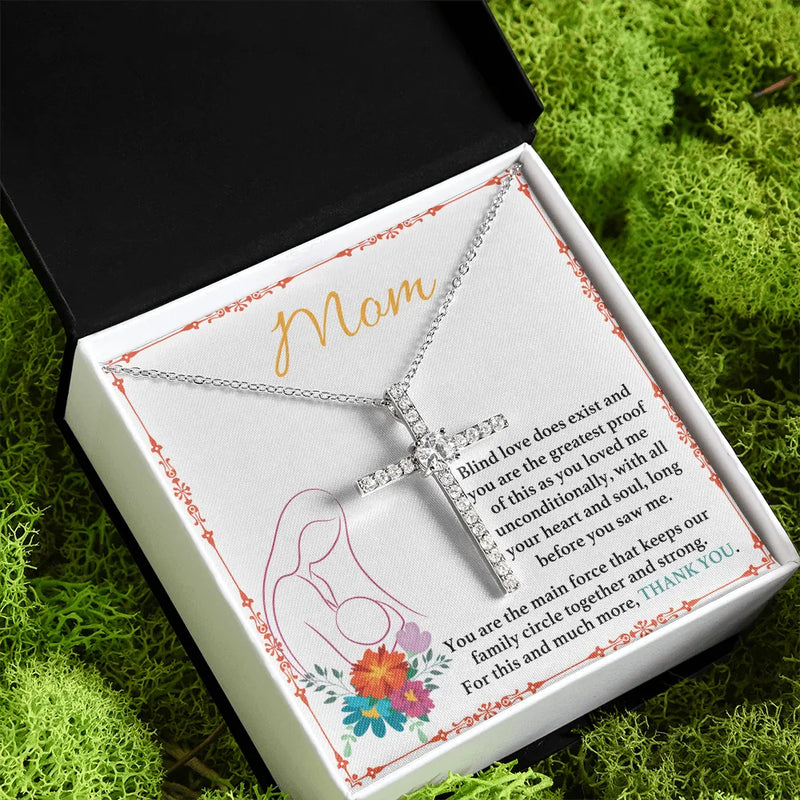 Cubic Zirconia Faith Cross Pendant, Cross Necklace for Mom, 14K White Gold Dipped Mom Jewelry, Sentimental Birthday Christmas Present