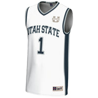 #1 Utah State Aggies Lightweight Basketball Jersey - White