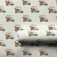 Watercolor Golfer Christmas Gift Wrap, Santa Golf Cart Wrapping Paper, Humorous Sports Holiday Wrapping Paper, Golf Lover Xmas Present Wrap