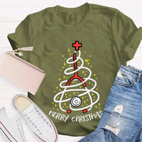 Holiday Nurse T-Shirt, Stethoscope Christmas Tree School Nurse Shirt, Adorable Medical Christmas Graphic Tee, School Nurse Xmas Present