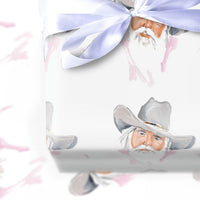 Western Christmas Gift Wrap, Cowboy Santa Wrapping Paper, Watercolor Rustic Country Santa Wrapping Paper, Holiday Rodeo Gift Wrap Roll