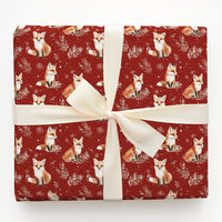 Watercolor Woodland Animal Gift Wrap, Winter Fox Wrapping Paper, Christmas Fox Holiday Paper, Red Fox Present Wrap, Adorable Woodland Gift Wrap