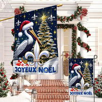 Joyeux Noel Pelican Yard Flag, Louisiana Christmas Garden Flag, Double Sided Fleur de Lis Cajun Flag, Holiday Porch Decor Gulf Coast Present