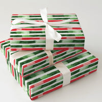 Modern Christmas Gift Wrap, Abstract Brushstroke Wrapping Paper, Red and Green Holiday Wrapping Paper Roll, Contemporary Xmas Gift Wrap