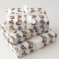 Adorable Santa Hat Capybara Gift Wrap, Christmas Capybara Wrapping Paper, Watercolor Animal Holiday Wrapping Paper, Xmas Present Gift Wrap Roll