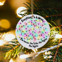 Tangled Lights Ceramic Ornament, Humorous Everythings A Mess Christmas Ornament, Humorous Holiday Tree Ornament, Chaos Gag Present for Parents