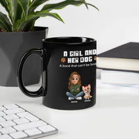 Custom Girl and Corgi Coffee Cup, Personalized Dog Mom Ceramic Mug, Adorable Dog Owner Illustration Tea Mug, Pet Lover Christmas Present