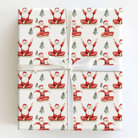 Meditating Santa Christmas Wrapping Paper, Yoga Santa Wrapping Paper, Zen Holiday Gift Wrap Roll, Humorous Festive Meditation Wrapping Paper