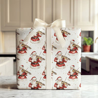 Watercolor Christmas Wrapping Paper Roll, Musical Santa Violinist Wrapping Paper, Classical Music Gift Wrap, Holiday Santa Wrapping Paper