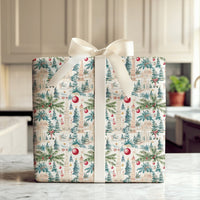 Watercolor Palm Tree Wrapping Paper, Tropical Christmas Wrapping Paper, Coastal Holiday Gift Wrap, Exotic Festive Christmas Wrapping Paper