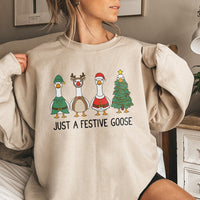 Adorable Holiday Bird Christmas Sweatshirt, Festive Goose Christmas Sweatshirt, Humorous Winter Animal Crewneck, Comfy Xmas Goose Sweatshirt, Present