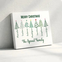 Custom Family Name Canvas Print, Personalized Family Christmas Tree Canvas Art, Holiday Family Tree Decor, Xmas Digital Download Wall Art