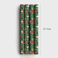 Red Mat Yoga Santa Wrapping Paper, Meditating Santa Wrapping Paper, Green Watercolor Christmas Wrapping Paper, Zen Holiday Gift Wrap Roll