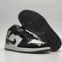 Sneakers, White Black Colorway, Patent Leather Footwear, Lace Up Design, Casual Gift for Sneaker Fans