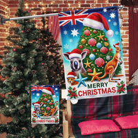 Kangaroo and Koala Santa Hats Holiday Flag, Australian Christmas Garden Flag, Aussie Christmas Yard Flag, Down Under Outdoor House Decor