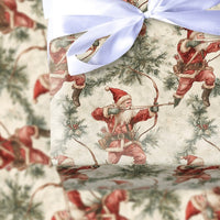 Bow and Arrow Holiday Gift Wrap, Vintage Santa Archer Wrapping Paper, Pine Holly Christmas Wrapping Paper, Antique Archer Gift Wrap Roll