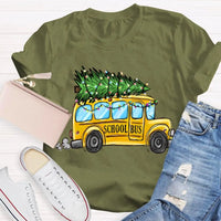 Festive Holiday Bus Driver Tee, School Bus Christmas Tree T-Shirt, Christmas Bus Graphic Shirt, Adorable Winter Xmas Tee, Teacher Holiday Present