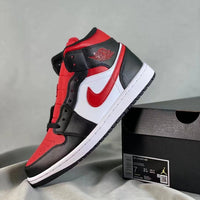 Mid Top Sneakers, White Black Red Colorway, Lace Up Design, Casual Gift for Sneaker Fans