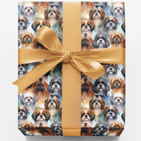 Adorable Puppy Breed Wrapping Paper, Shih Tzu Dog Gift Wrap, Dog Lover Holiday Gift Wrap Roll, Birthday and Christmas Present Wrapping Paper