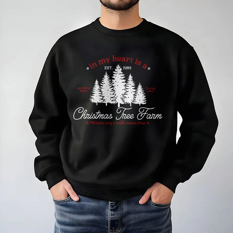 Comfy Holiday Forest Sweatshirt, Christmas Tree Farm Sweatshirt, Vintage Winter Tree Farm Pullover, Festive Xmas Crewneck Sweatshirt