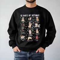 Humorous Veterinary Clinic Holiday Pullover, 12 Days of Vetmas Sweatshirt, Vet Tech Christmas Crewneck, Animal Doctor Xmas Present Sweater