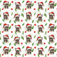 Santa Hat Dog Wrapping Paper, French Bulldog Christmas Wrapping Paper, Frenchie Holiday Gift Wrap, Dog Lover Wrapping Paper, Adorable Pet Wrap