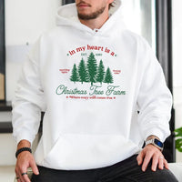 In My Heart Est 1989 Graphic Sweatshirt, Christmas Tree Farm Hoodie, Retro Holiday Tree Hoodie, Comfy Winter Hooded Sweatshirt
