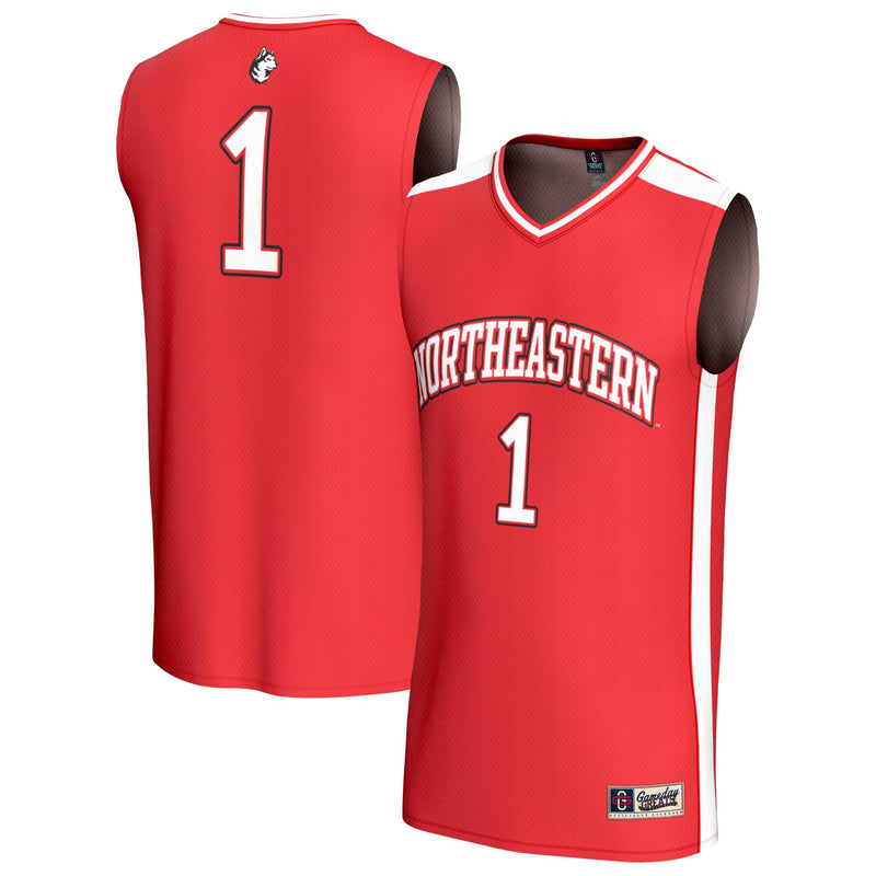 #1 Northeastern Huskies Lightweight Collegiate Basketball Fashion Jersey - Red