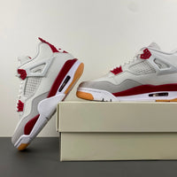 Low Top Sneakers, White Red Gray Colorway, Suede Footwear, Lace Up Design, Casual Gift for Sneaker Fans