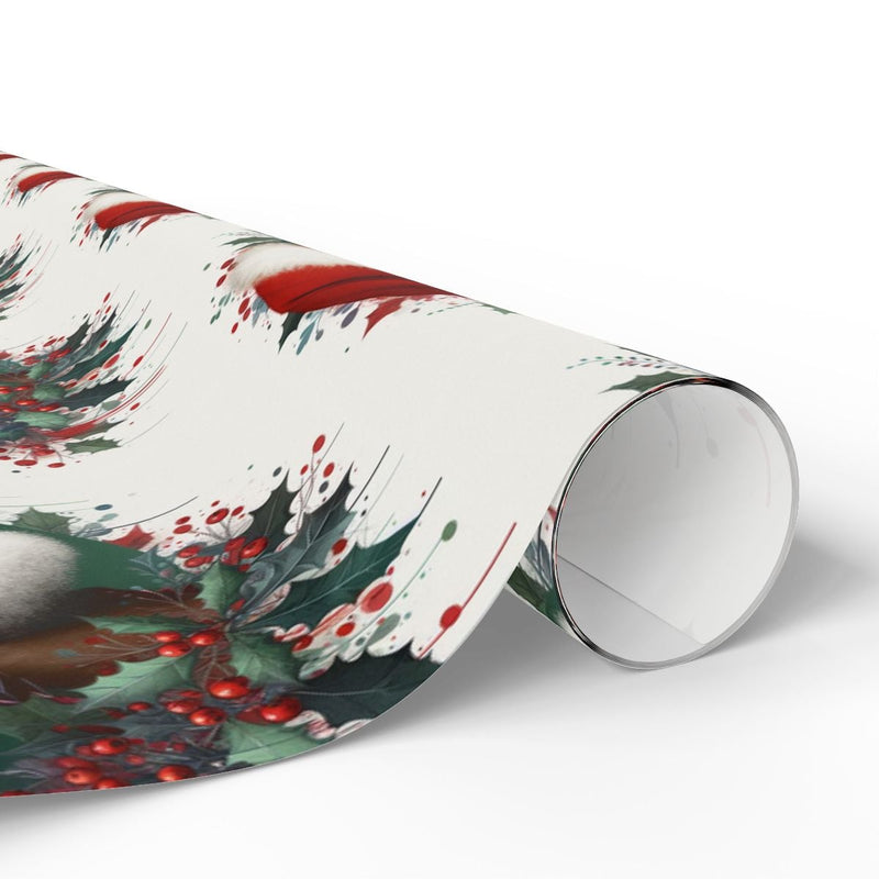 African American Santa Gift Wrap, Black Santa Claus Wrapping Paper, Watercolor Black Santa Wrapping Paper, Christmas Holly Gift Wrap Roll