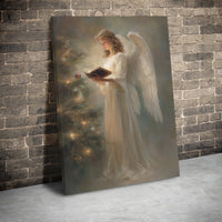 Serene Religious Holiday Canvas Print, Christmas Angel Canvas Wall Art, Spiritual Christmas Wall Decor, Christian Angel Canvas Art Present