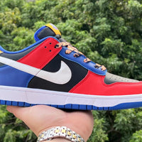Low Top Sneakers, Blue Red White Colorway, Lace Up Design, Casual Gift for Sneaker Fans