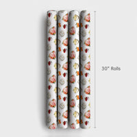 Watercolor Foodie Christmas Gift Wrap, Christmas Dinner Holiday Feast Wrapping Paper, Festive Dinner Wrapping Paper, Winter Present Wrap