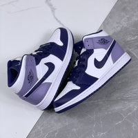 Mid Top Sneakers, White Purple Colorway, Lace Up Design, Casual Gift for Sneaker Fans