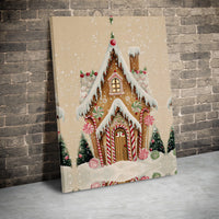 Candy Cane Winter Wonderland Canvas, Gingerbread House Canvas Wall Art, Whimsical Christmas Canvas Print, Holiday Wall Decor, Winter Present