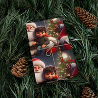 Christmas Holding Child Gift Wrap, Santa Claus Wrapping Paper, Vintage Santa Claus Wrapping Paper, Festive Holiday Present Gift Wrap Roll