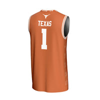 #1 Texas Longhorns Lightweight Icon Print Basketball Jersey - Texas Orange