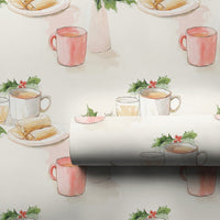 Mexican Holiday Gift Wrap, Watercolor Tamales Wrapping Paper, Hot Chocolate Tamale Wrapping Paper, Traditional Christmas Wrapping Paper Roll