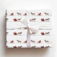Santa Sleigh Zebra Holiday Gift Wrap, Zebra Sleigh Christmas Wrapping Paper, Whimsical Safari Wrapping Paper, Humorous Xmas Gift Wrap Roll