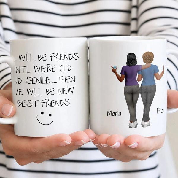Personalized Bestie Illustration Coffee Cup, Custom Best Friend Ceramic Mug, Soul Sister Coffee Mug, Birthday Christmas Prese
