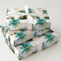 Tropical Coastal Holiday Gift Wrap, Beach House Christmas Wrapping Paper, Seaside Palm Tree Wrapping Paper, Ocean Festive Gift Wrap Roll
