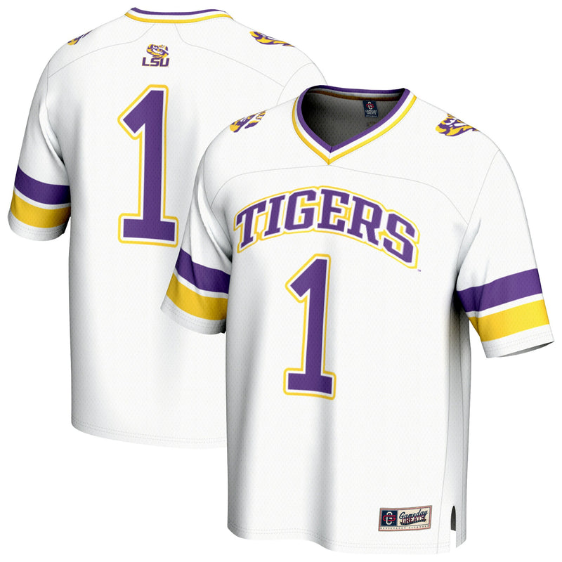 #1 LSU Tigers Collegiate Football Fashion Jersey - White