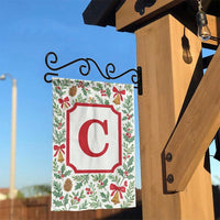 Monogram Initial Holly Bells Flag, Personalized Christmas Garden Flag, Custom Holiday Yard Flag, Winter Lawn Banner, Xmas Porch Decor Flag