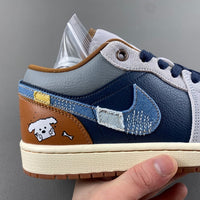 Low Top Sneakers, Blue Brown Colorway, Lace Up Design, Casual Gift for Sneaker Fans