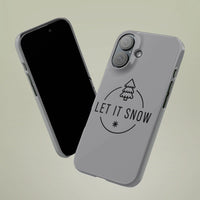 iPhone Tough Phone Case, Let It Snow Phone Case, Minimalist Christmas Tree Snowflake Badge Cover, Holiday Winter Hard Case Xmas Present