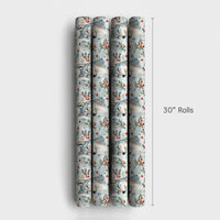 Christmas Wolves Gift Wrapping Paper, Watercolor Winter Wolf Wrapping Paper, Rustic Wildlife Present Wrap, Holiday Evergreen Gift Wrap Roll
