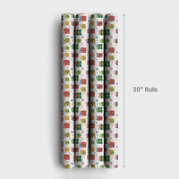 Colorful Gift Boxes Wrapping Paper, Christmas Present Wrapping Paper, Festive Starburst Holiday Gift Wrap, Bright Christmas Paper Roll