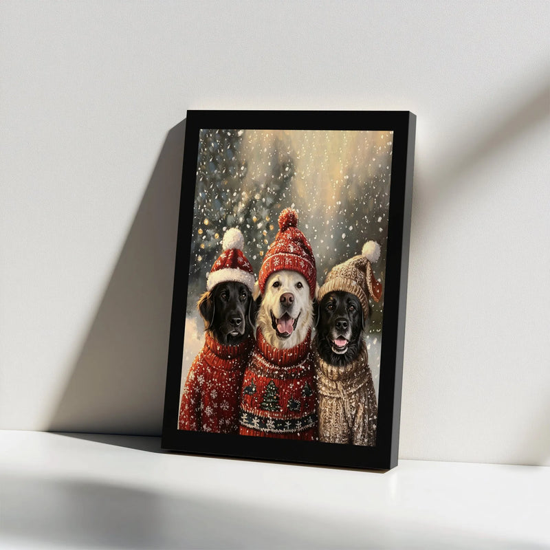 Labrador Winter Canvas Print, Christmas Dog Canvas Wall Art, Holiday Dog Sweater Canvas, Festive Pet Lover Wall Art, Xmas Dog Home Decor