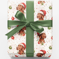 Santa Hat Dog Wrapping Paper, Vizsla Dog Christmas Gift Wrap Paper, Hungarian Vizsla Holiday Present Paper Roll, Festive Xmas Present Wrap